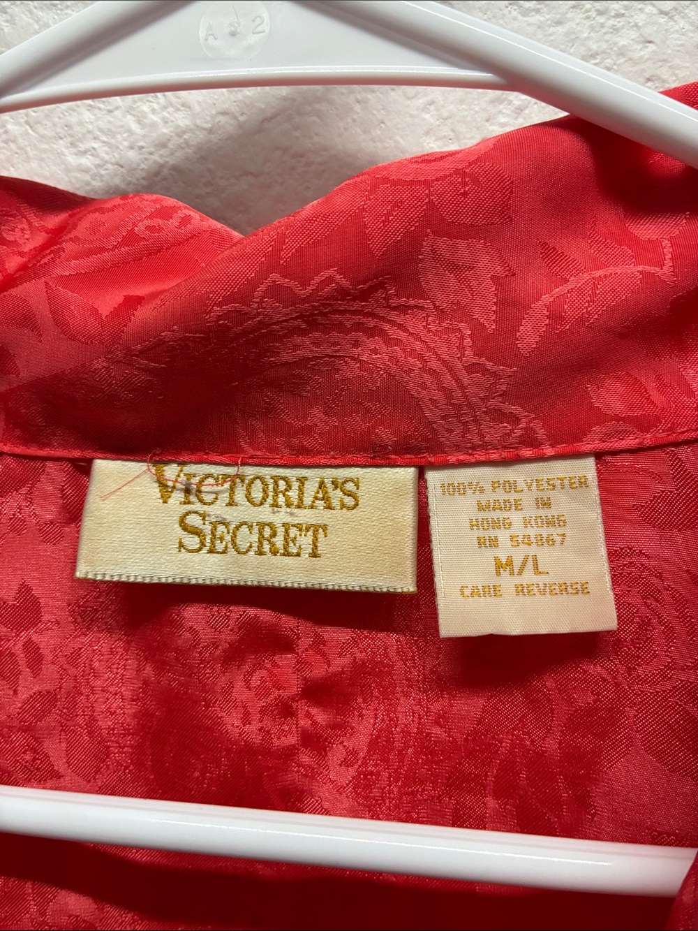 Victoria's Secret Vintage Red Floral Burton Down Short Sleeve Pajama Top // L - Picture 4 of 5